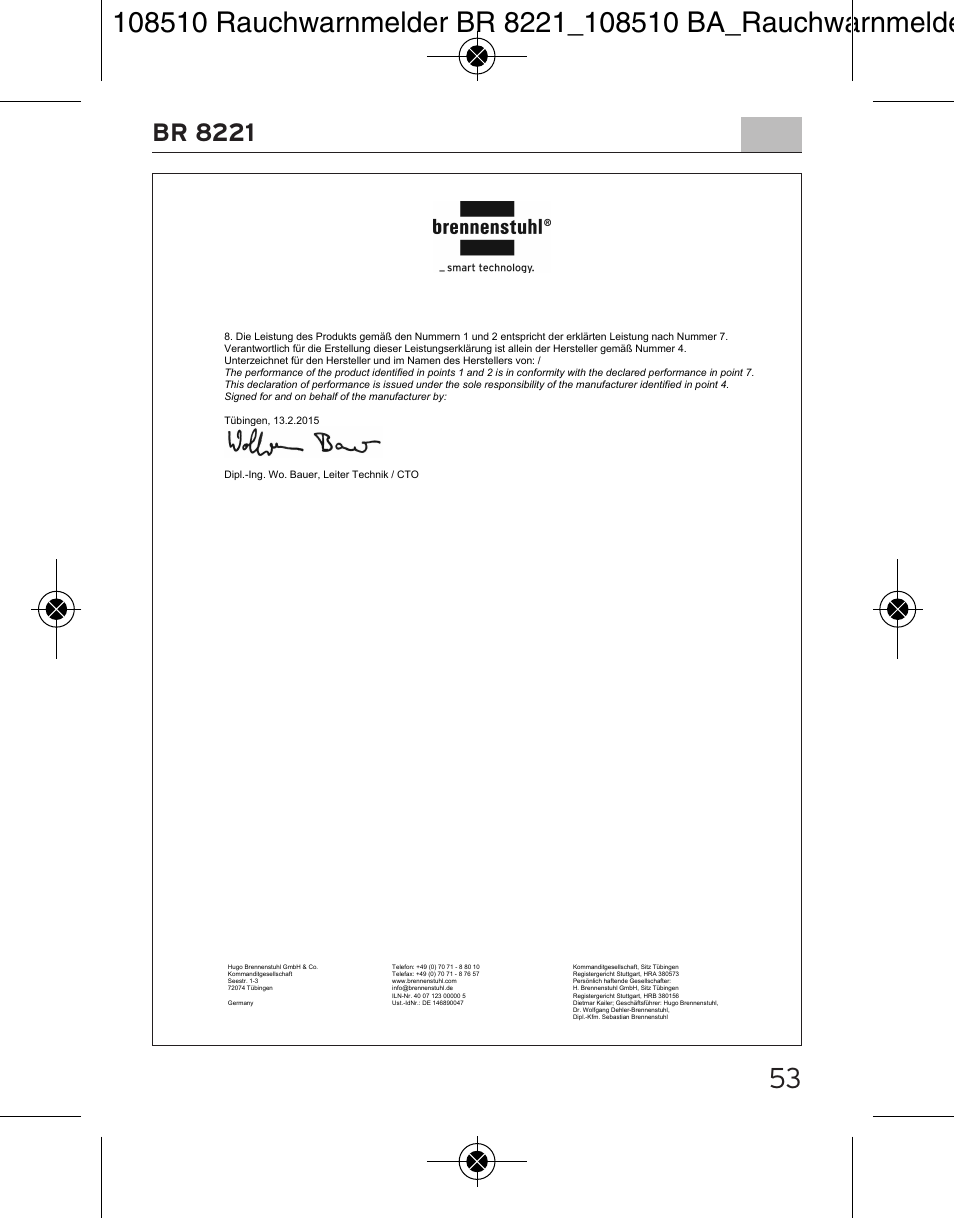 Br 8221 | Brennenstuhl Smoke Alarm BR 8221 extra longlife User Manual | Page 53 / 56