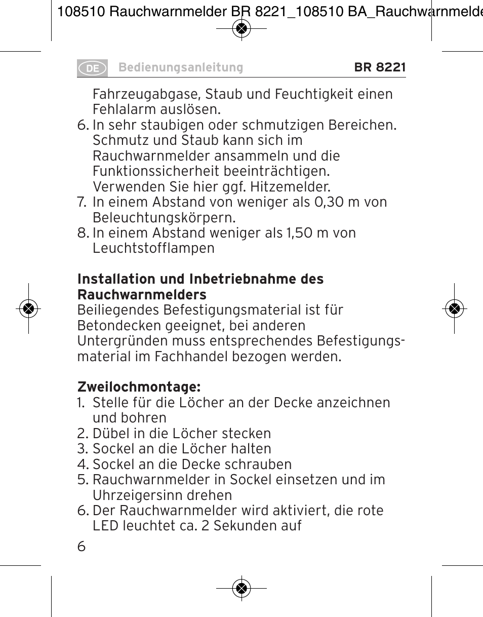 Brennenstuhl Smoke Alarm BR 8221 extra longlife User Manual | Page 6 / 56