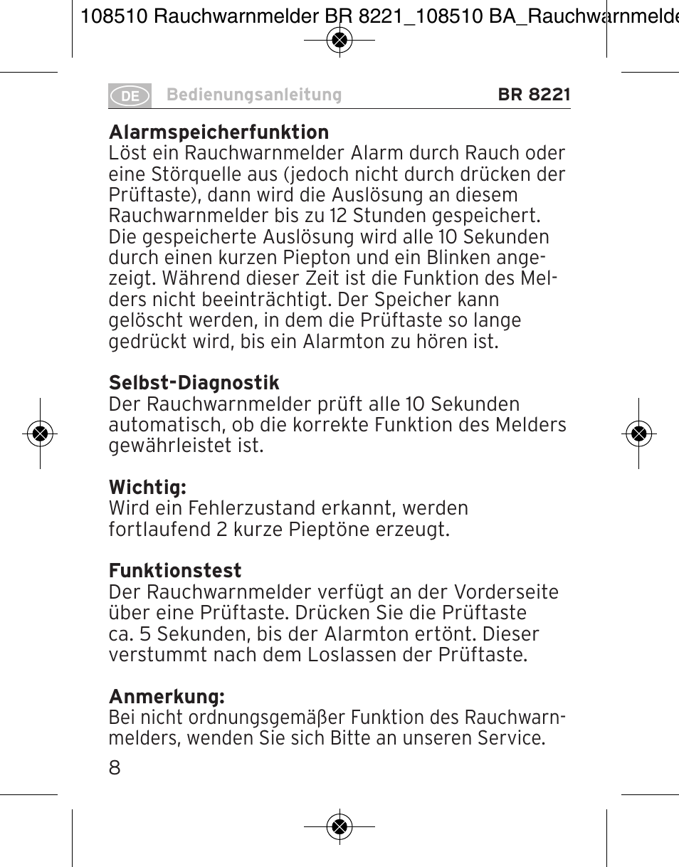 Brennenstuhl Smoke Alarm BR 8221 extra longlife User Manual | Page 8 / 56