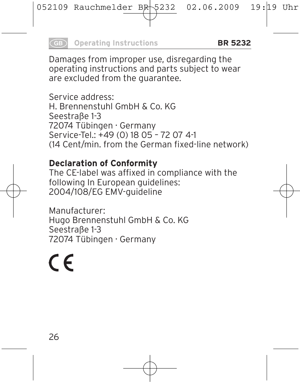 Brennenstuhl Smoke Alarm BR 5232 connect 230V User Manual | Page 26 / 104