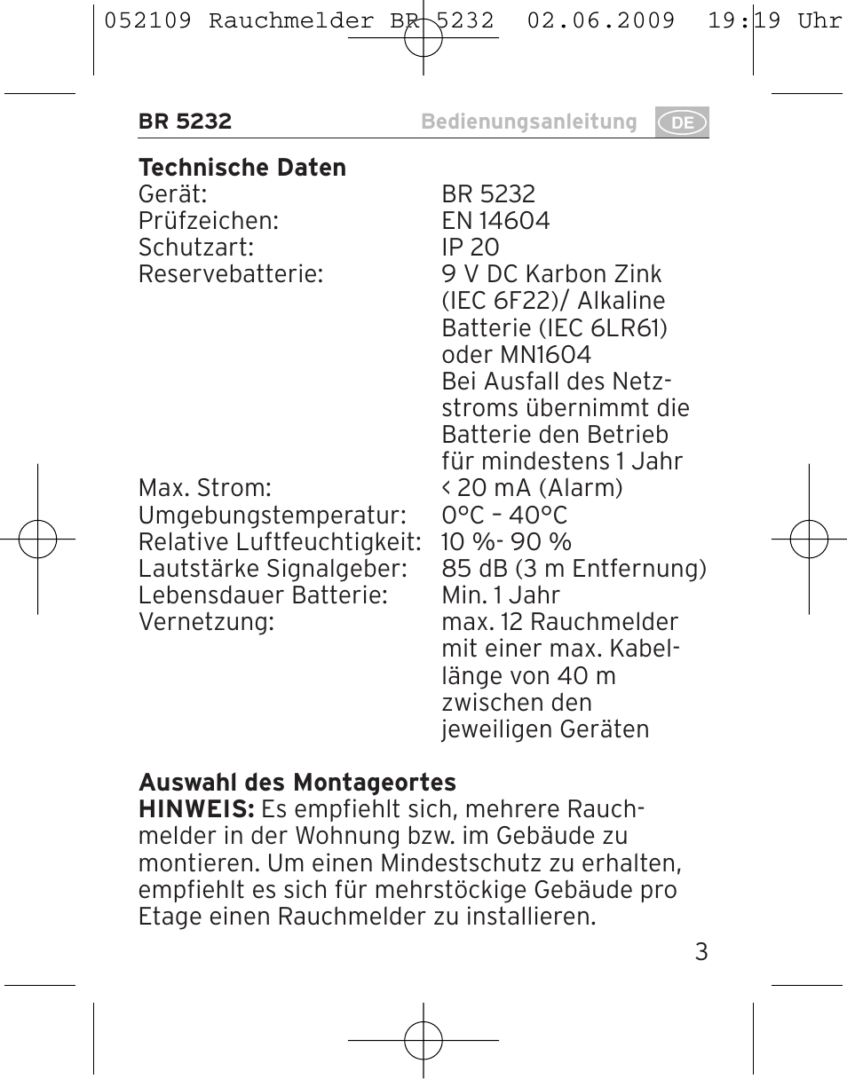 Brennenstuhl Smoke Alarm BR 5232 connect 230V User Manual | Page 3 / 104