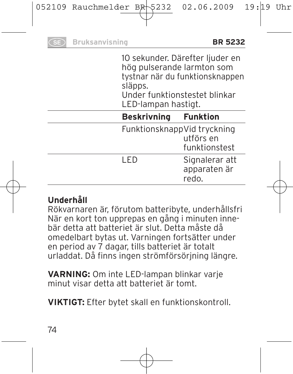 Brennenstuhl Smoke Alarm BR 5232 connect 230V User Manual | Page 74 / 104