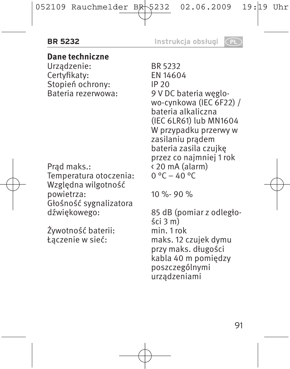 Brennenstuhl Smoke Alarm BR 5232 connect 230V User Manual | Page 91 / 104