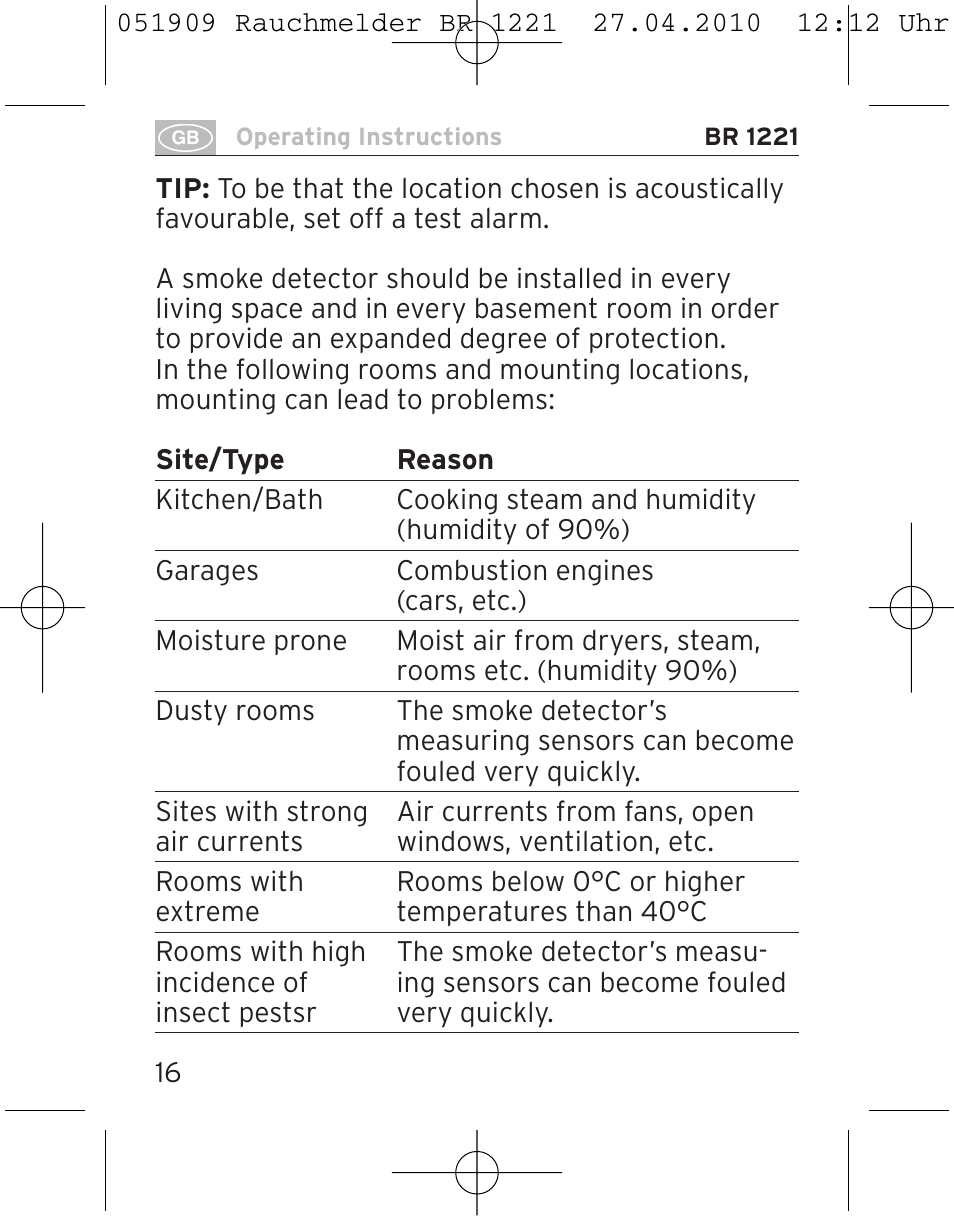 Brennenstuhl Smoke Alarm BR 1221 longlife User Manual | Page 16 / 100