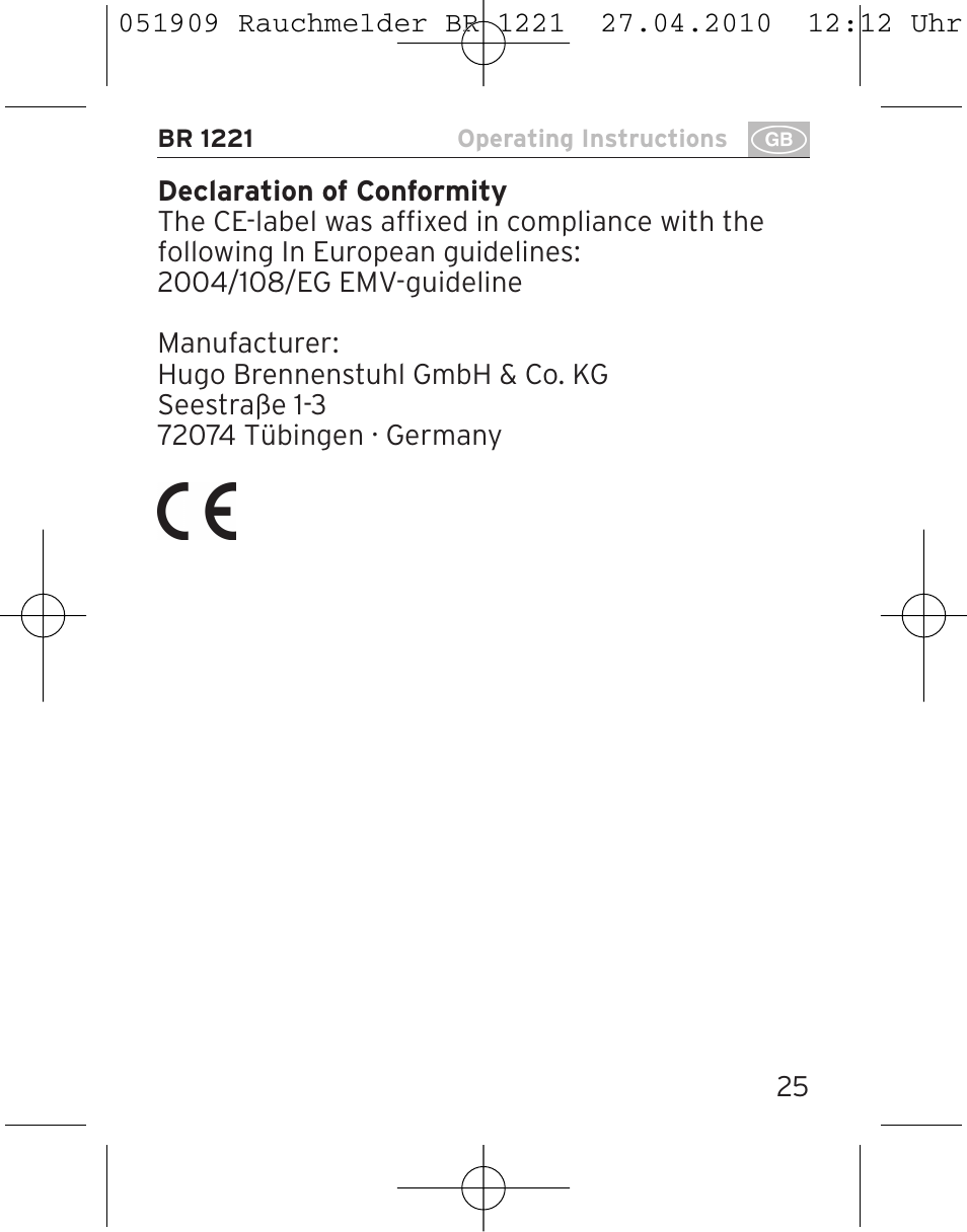 Brennenstuhl Smoke Alarm BR 1221 longlife User Manual | Page 25 / 100