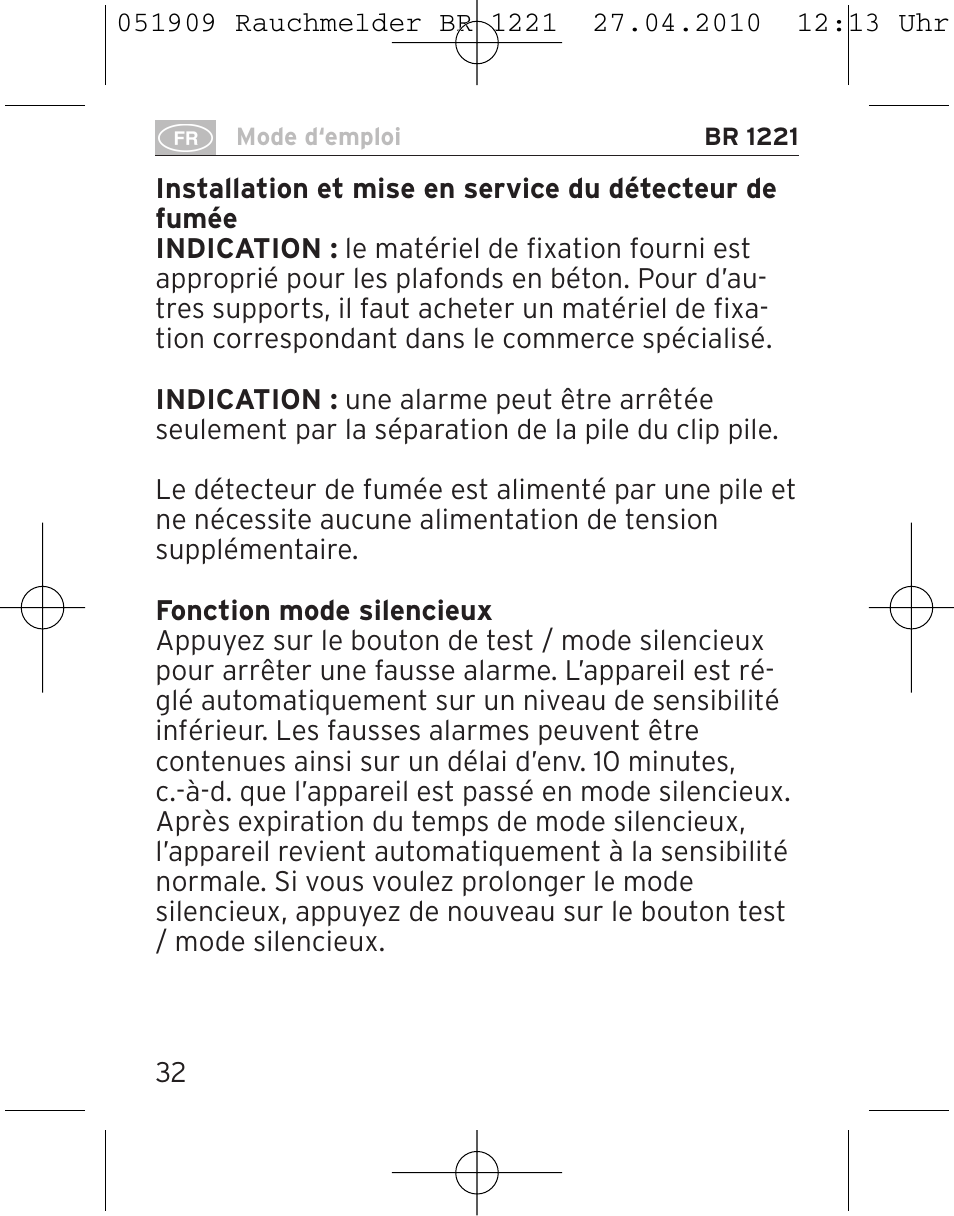 Brennenstuhl Smoke Alarm BR 1221 longlife User Manual | Page 32 / 100