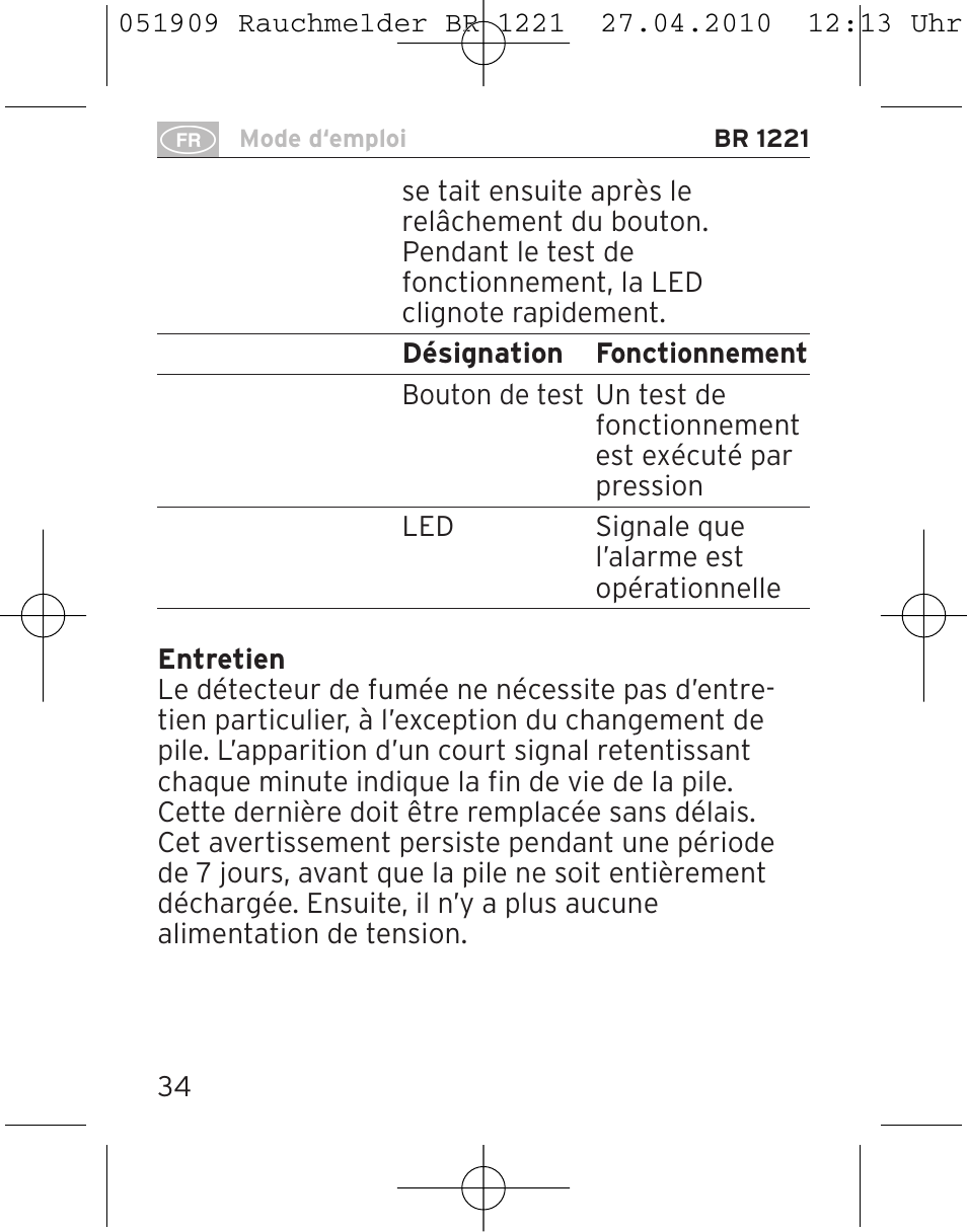 Brennenstuhl Smoke Alarm BR 1221 longlife User Manual | Page 34 / 100