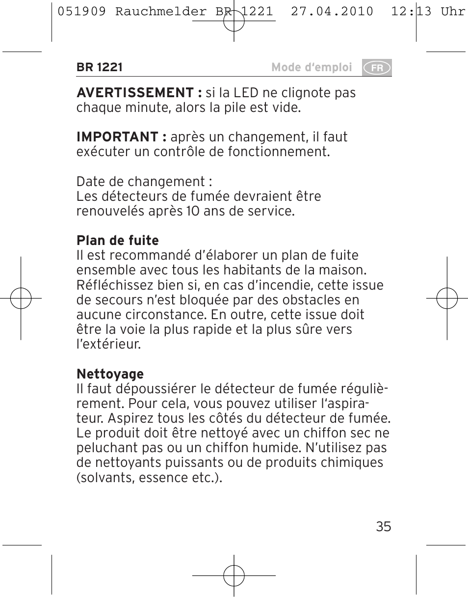 Brennenstuhl Smoke Alarm BR 1221 longlife User Manual | Page 35 / 100