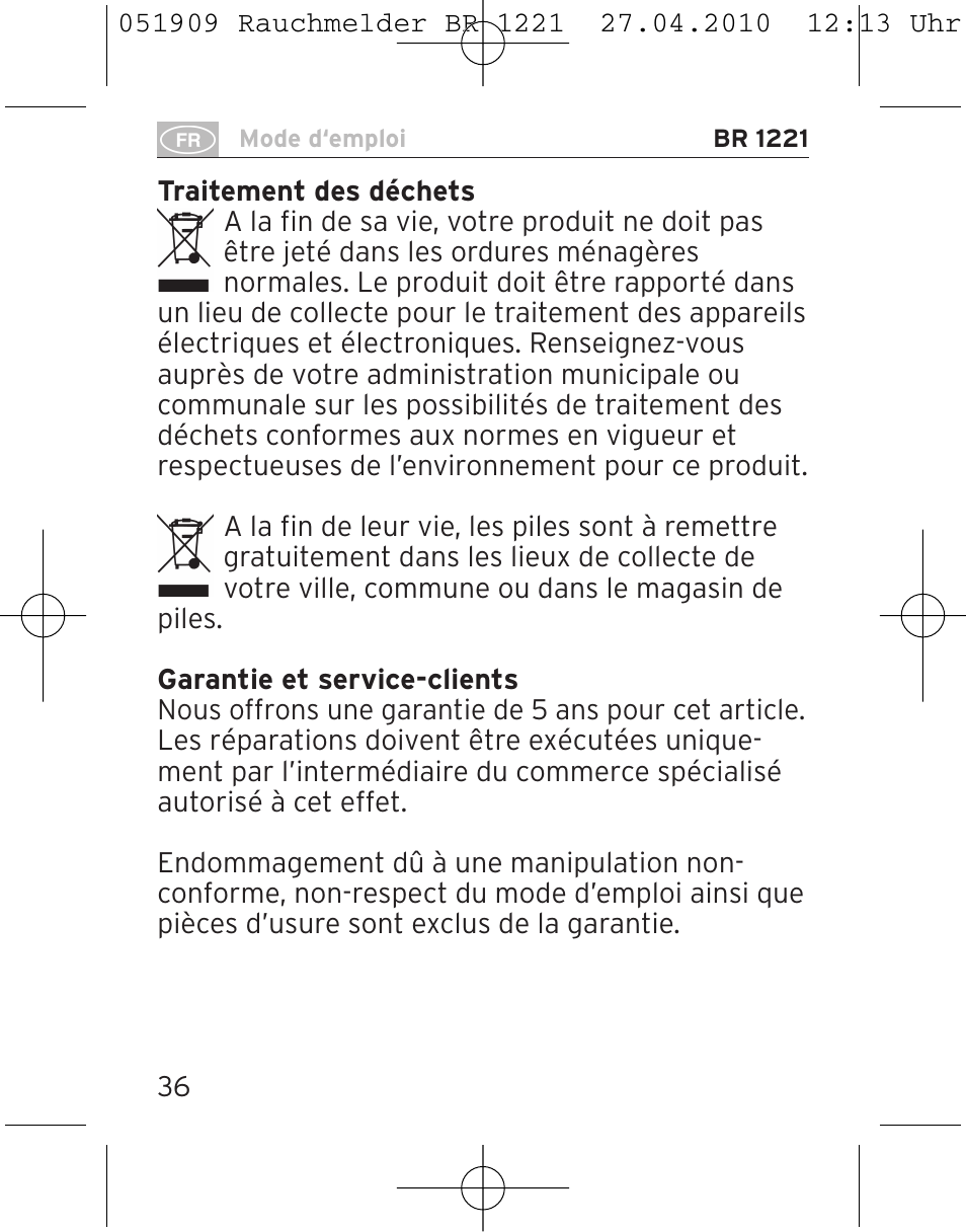Brennenstuhl Smoke Alarm BR 1221 longlife User Manual | Page 36 / 100