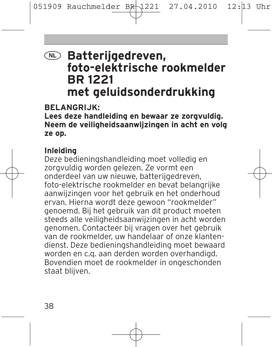 Brennenstuhl Smoke Alarm BR 1221 longlife User Manual | Page 38 / 100