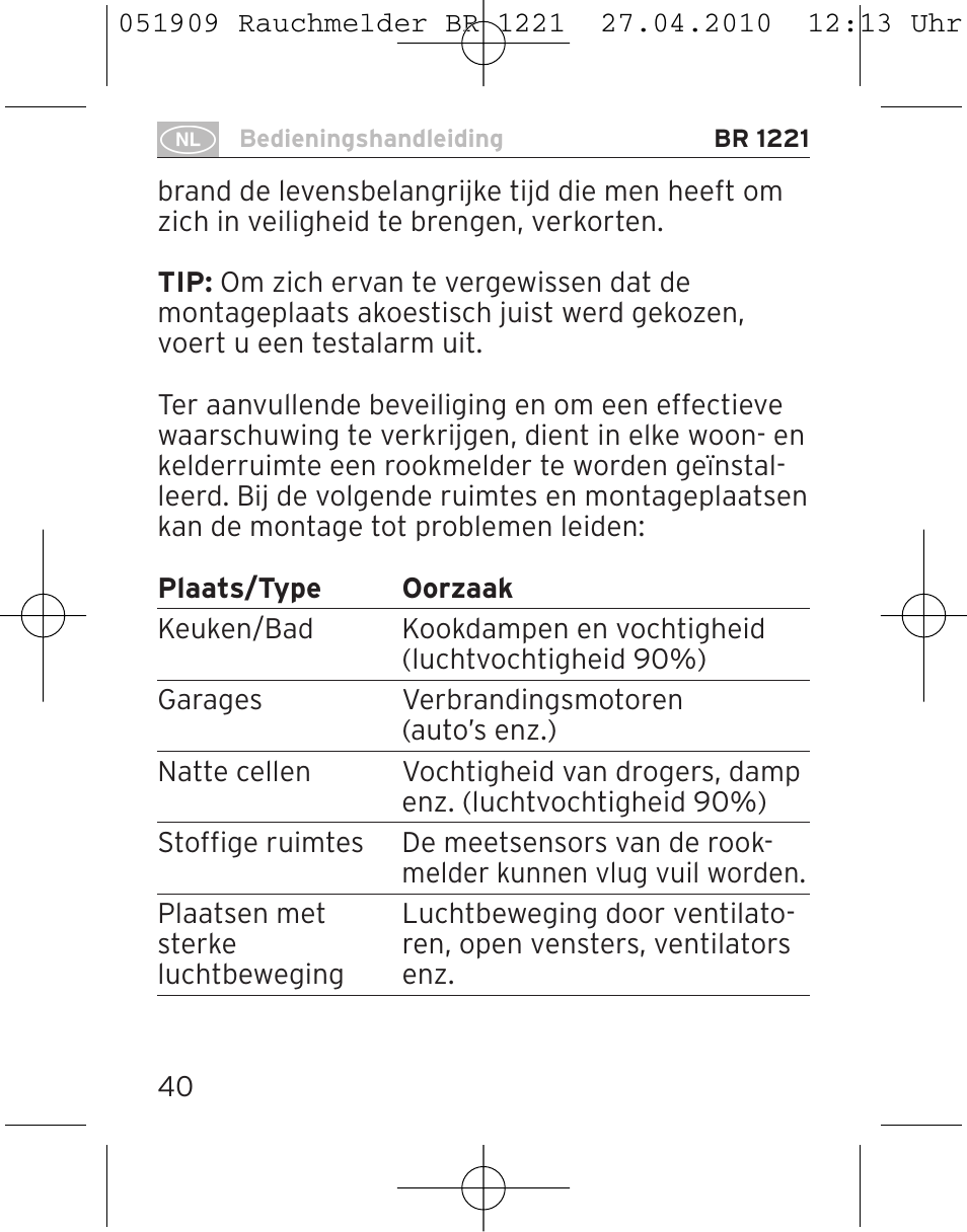 Brennenstuhl Smoke Alarm BR 1221 longlife User Manual | Page 40 / 100