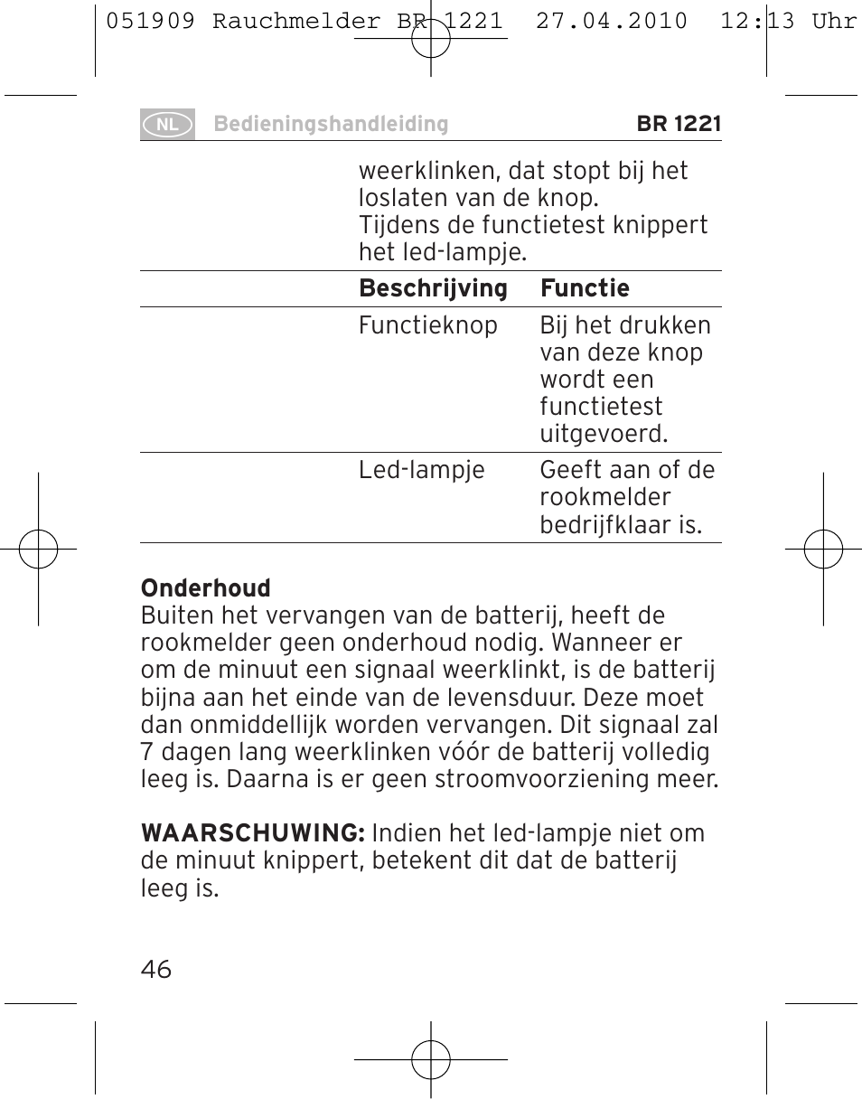 Brennenstuhl Smoke Alarm BR 1221 longlife User Manual | Page 46 / 100