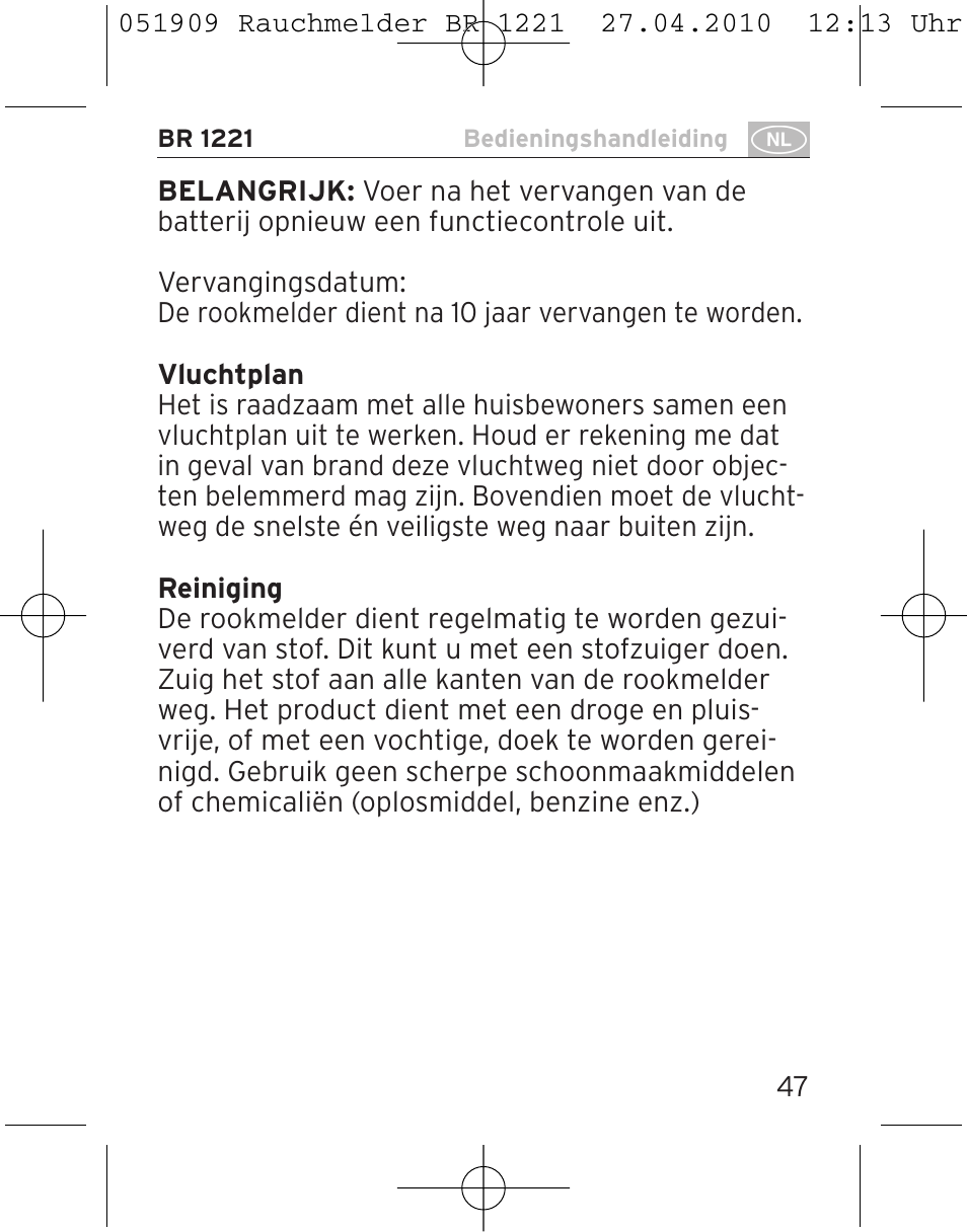 Brennenstuhl Smoke Alarm BR 1221 longlife User Manual | Page 47 / 100