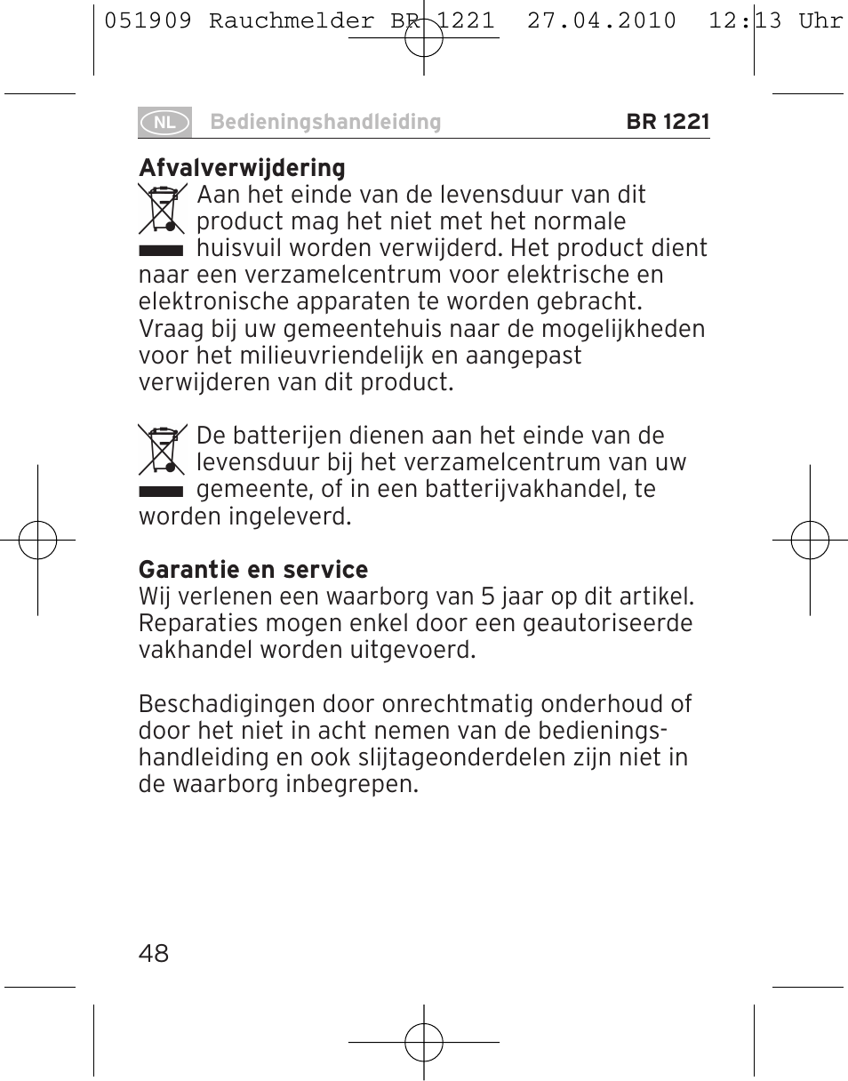 Brennenstuhl Smoke Alarm BR 1221 longlife User Manual | Page 48 / 100