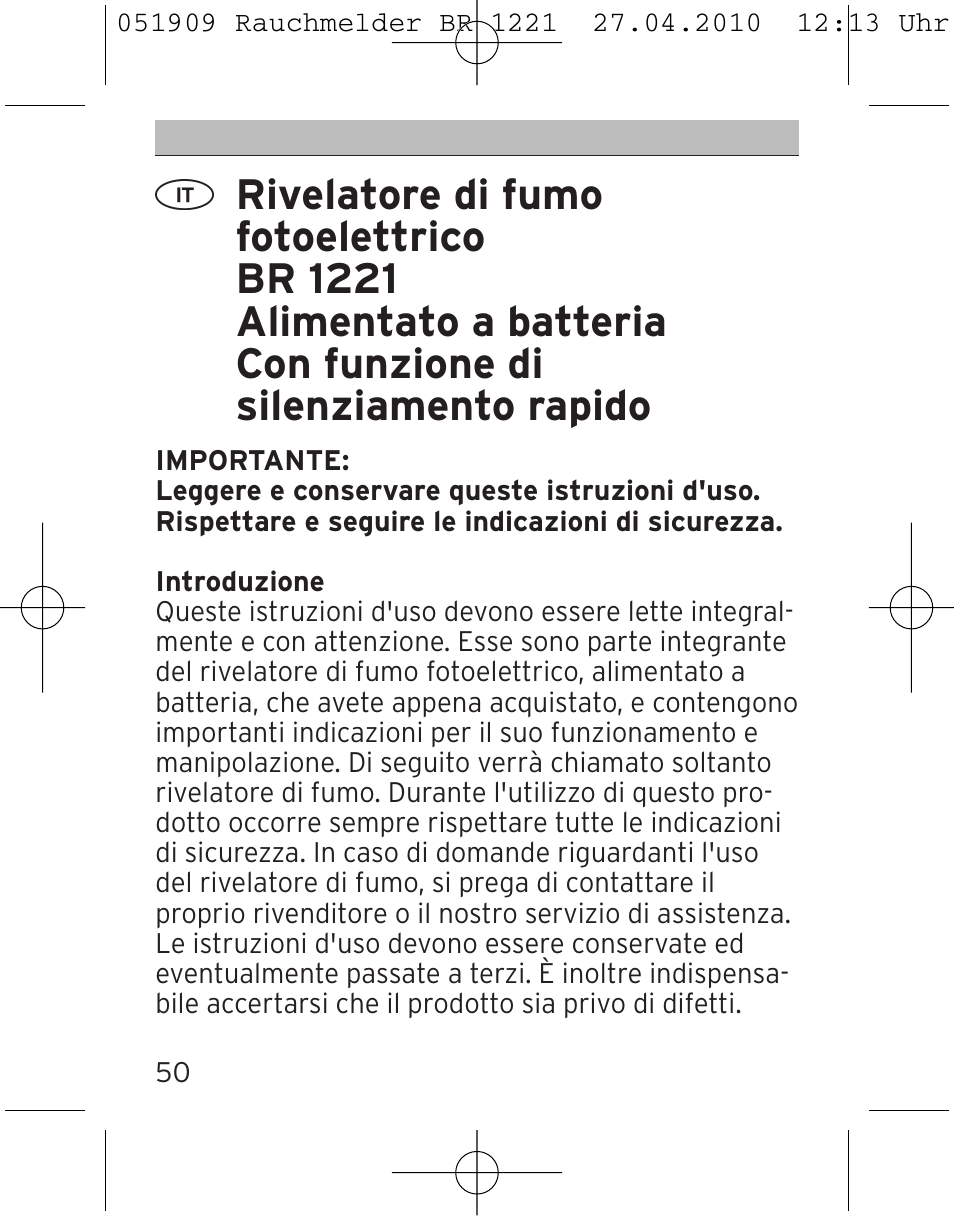 Brennenstuhl Smoke Alarm BR 1221 longlife User Manual | Page 50 / 100
