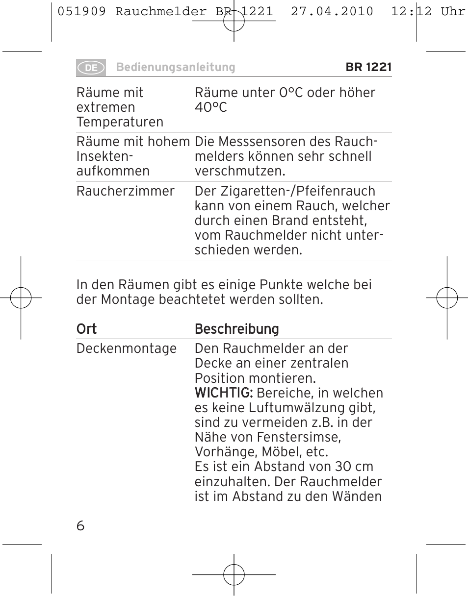 Brennenstuhl Smoke Alarm BR 1221 longlife User Manual | Page 6 / 100