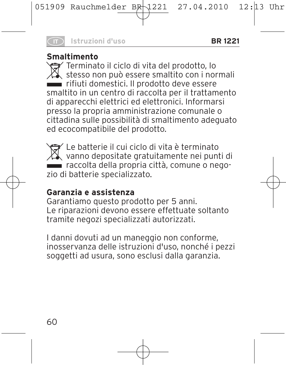 Brennenstuhl Smoke Alarm BR 1221 longlife User Manual | Page 60 / 100