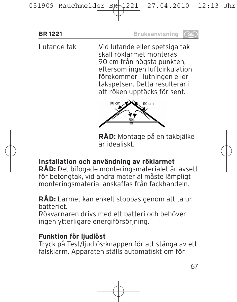 Brennenstuhl Smoke Alarm BR 1221 longlife User Manual | Page 67 / 100