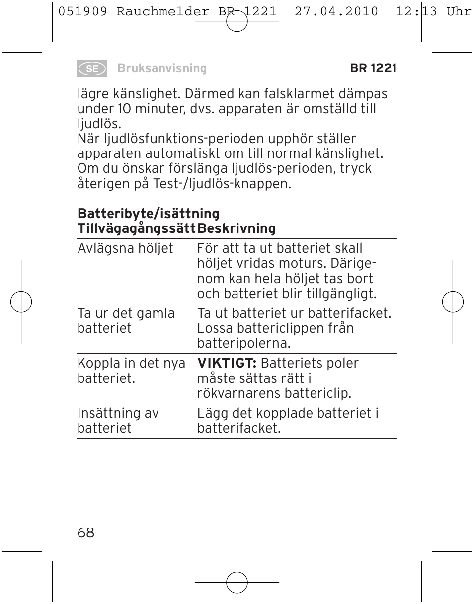 Brennenstuhl Smoke Alarm BR 1221 longlife User Manual | Page 68 / 100