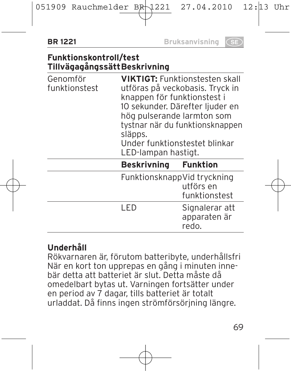 Brennenstuhl Smoke Alarm BR 1221 longlife User Manual | Page 69 / 100