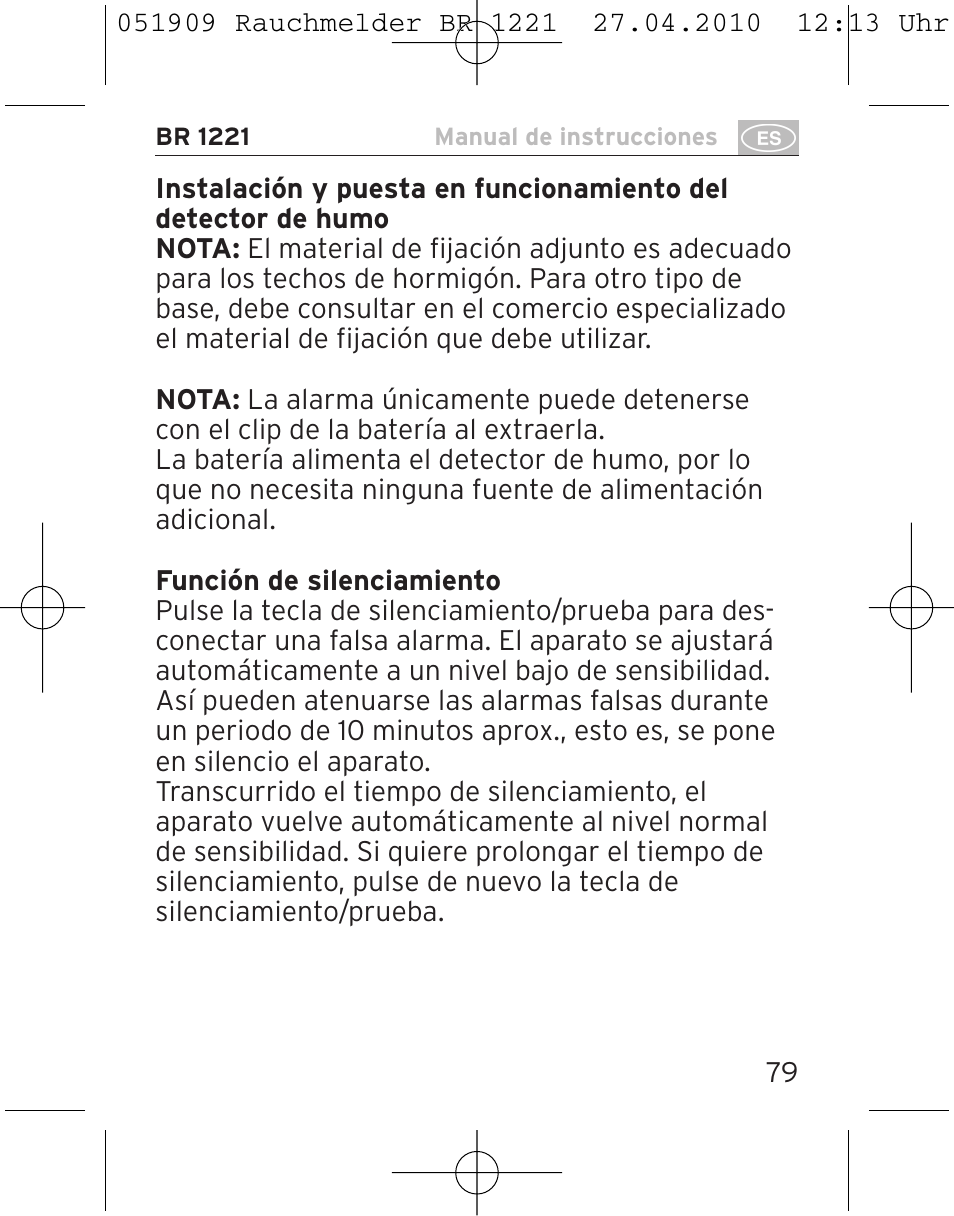 Brennenstuhl Smoke Alarm BR 1221 longlife User Manual | Page 79 / 100