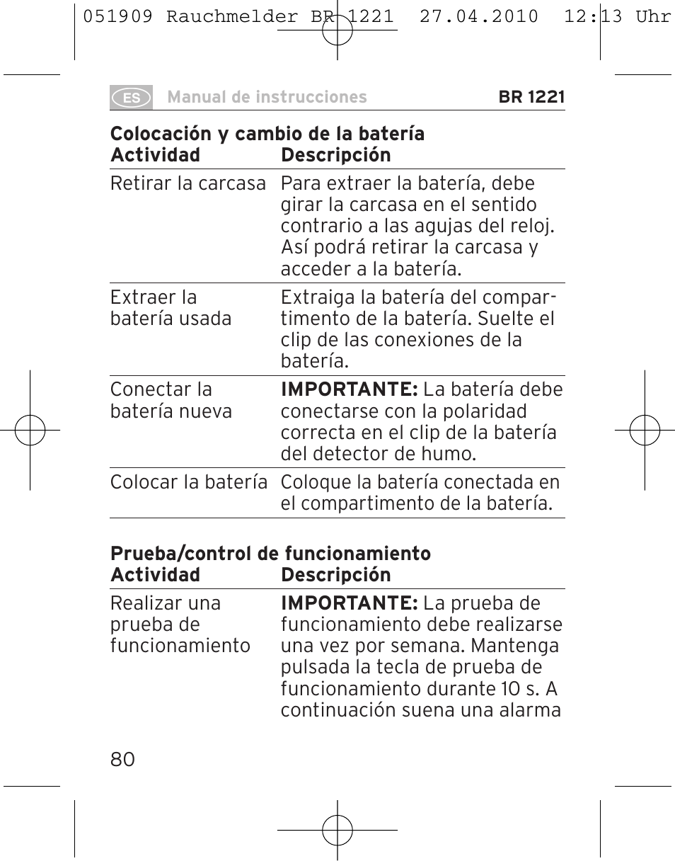 Brennenstuhl Smoke Alarm BR 1221 longlife User Manual | Page 80 / 100