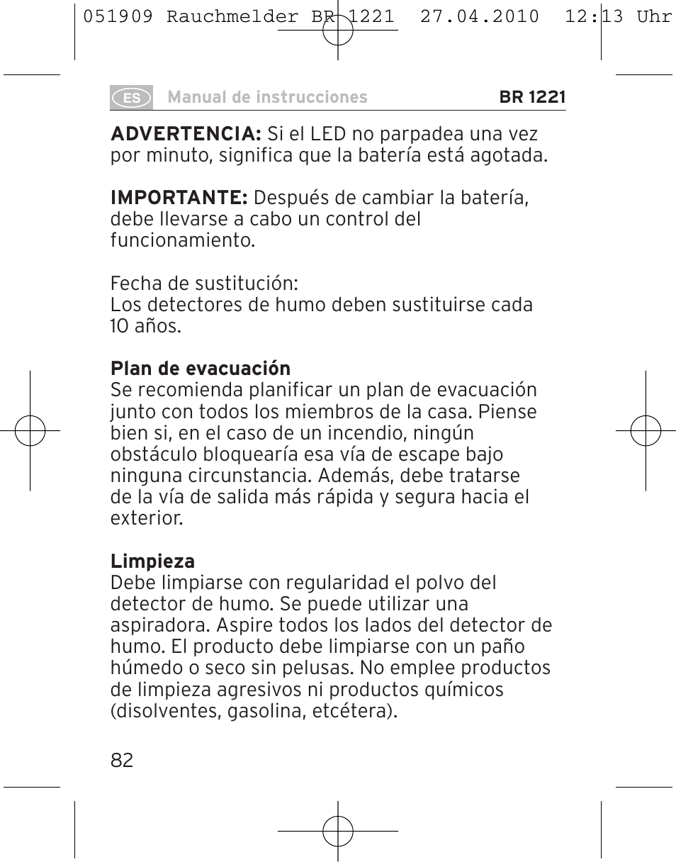 Brennenstuhl Smoke Alarm BR 1221 longlife User Manual | Page 82 / 100