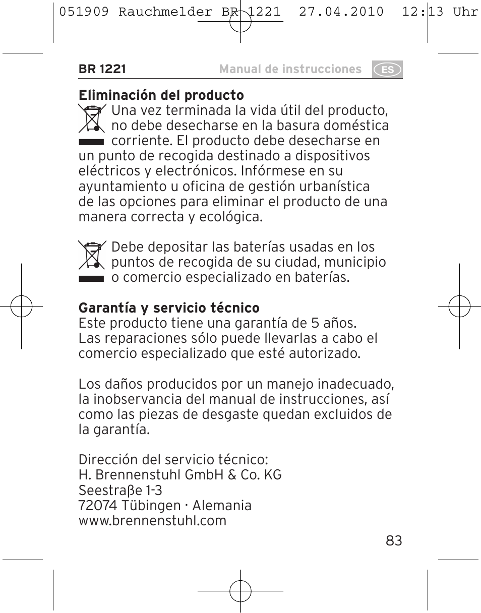 Brennenstuhl Smoke Alarm BR 1221 longlife User Manual | Page 83 / 100