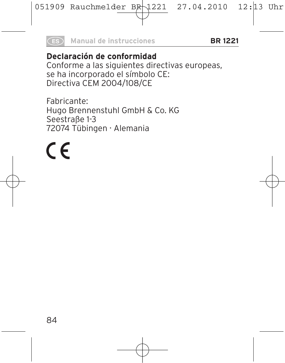 Brennenstuhl Smoke Alarm BR 1221 longlife User Manual | Page 84 / 100