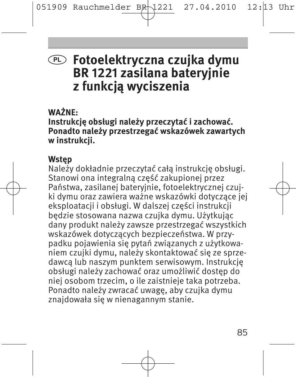 Brennenstuhl Smoke Alarm BR 1221 longlife User Manual | Page 85 / 100