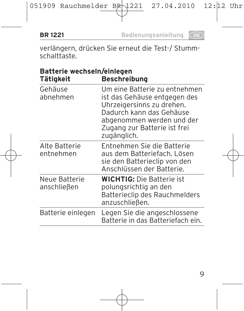Brennenstuhl Smoke Alarm BR 1221 longlife User Manual | Page 9 / 100