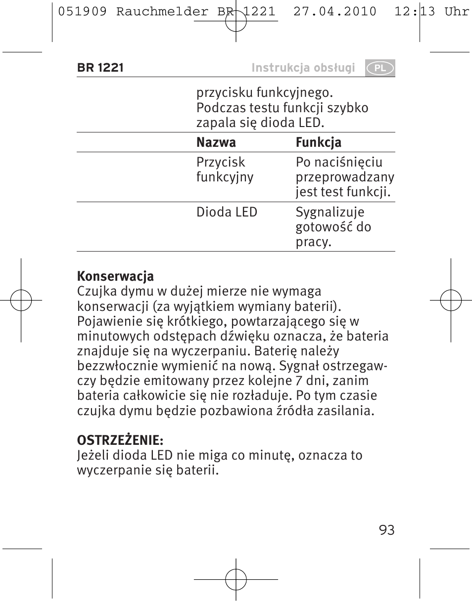 Brennenstuhl Smoke Alarm BR 1221 longlife User Manual | Page 93 / 100