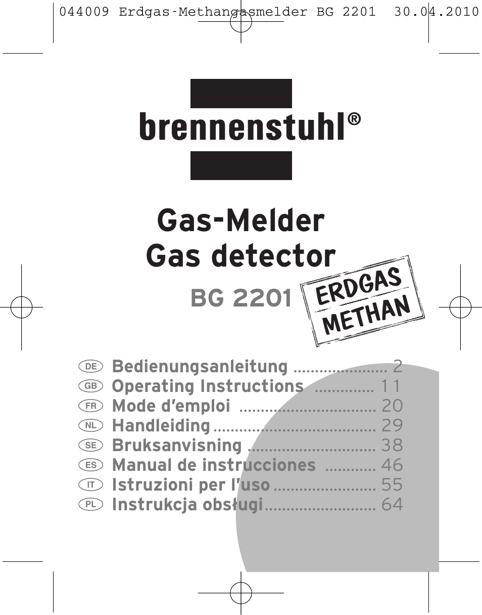 Brennenstuhl Gas Detector BG 2201 User Manual | 76 pages
