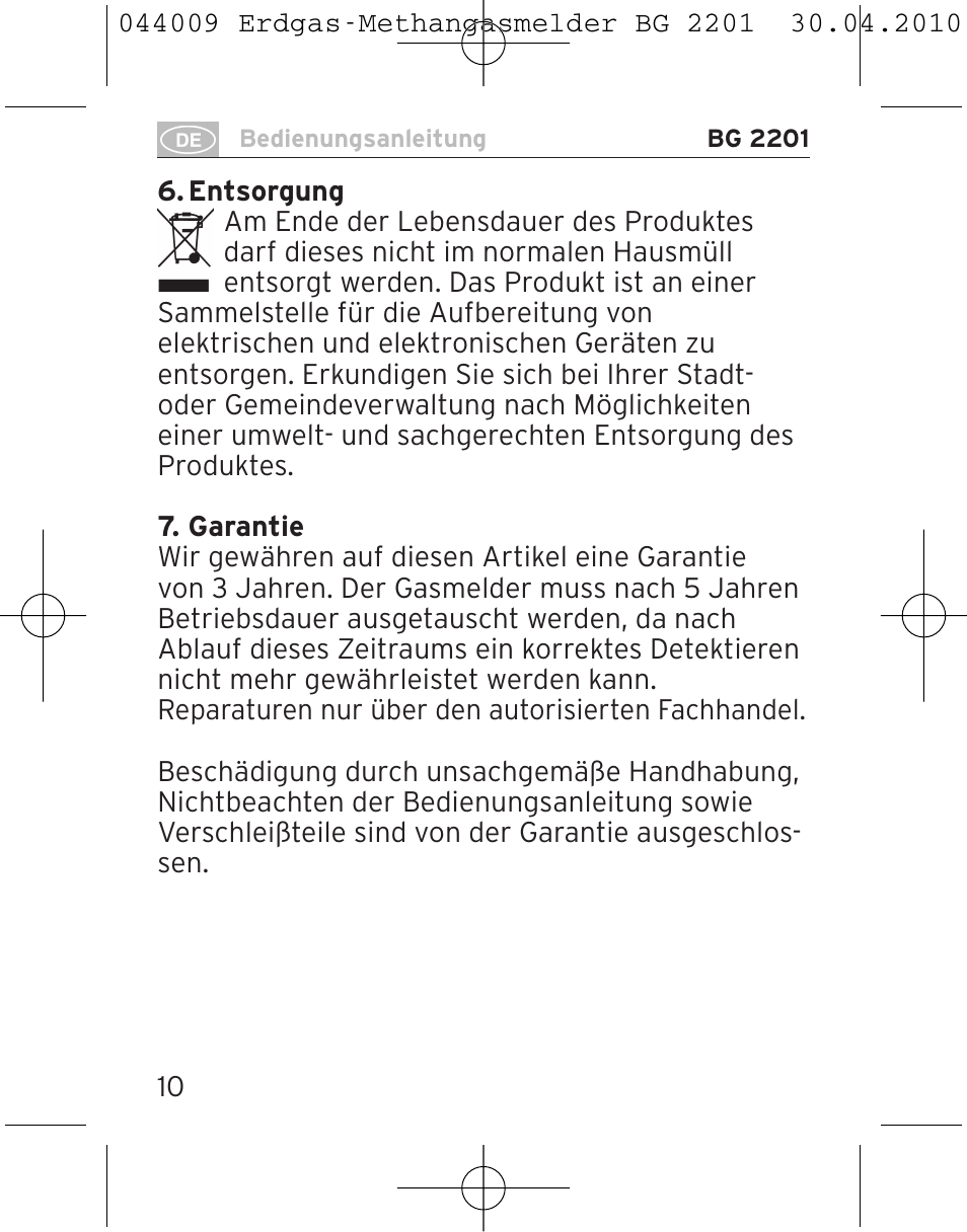 Brennenstuhl Gas Detector BG 2201 User Manual | Page 10 / 76