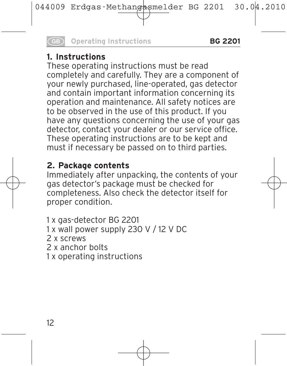 Brennenstuhl Gas Detector BG 2201 User Manual | Page 12 / 76