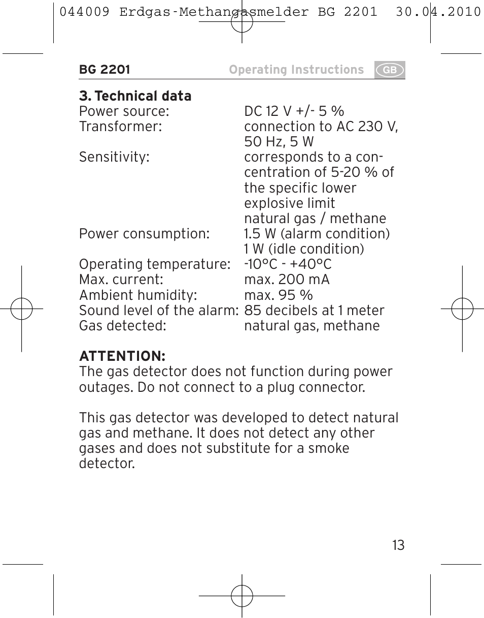 Brennenstuhl Gas Detector BG 2201 User Manual | Page 13 / 76