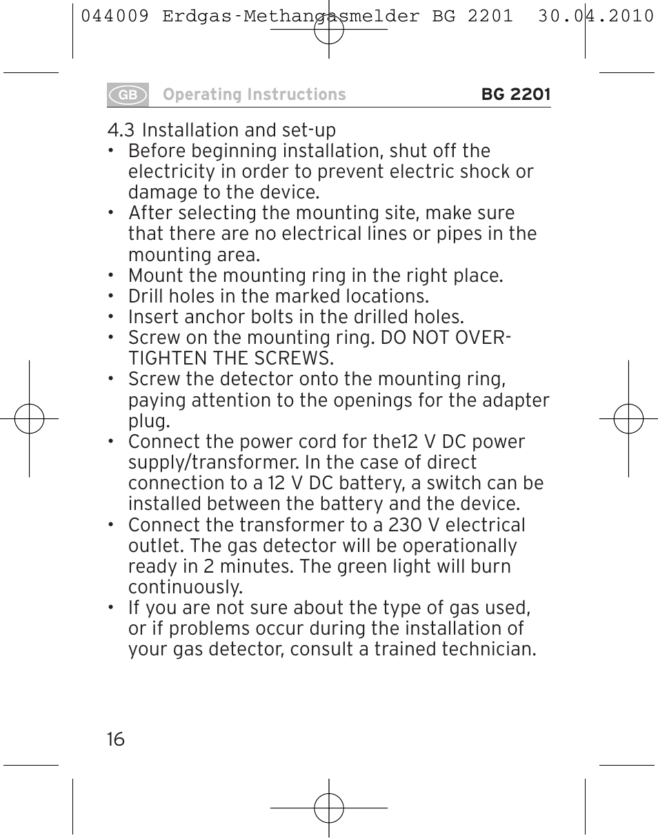 Brennenstuhl Gas Detector BG 2201 User Manual | Page 16 / 76