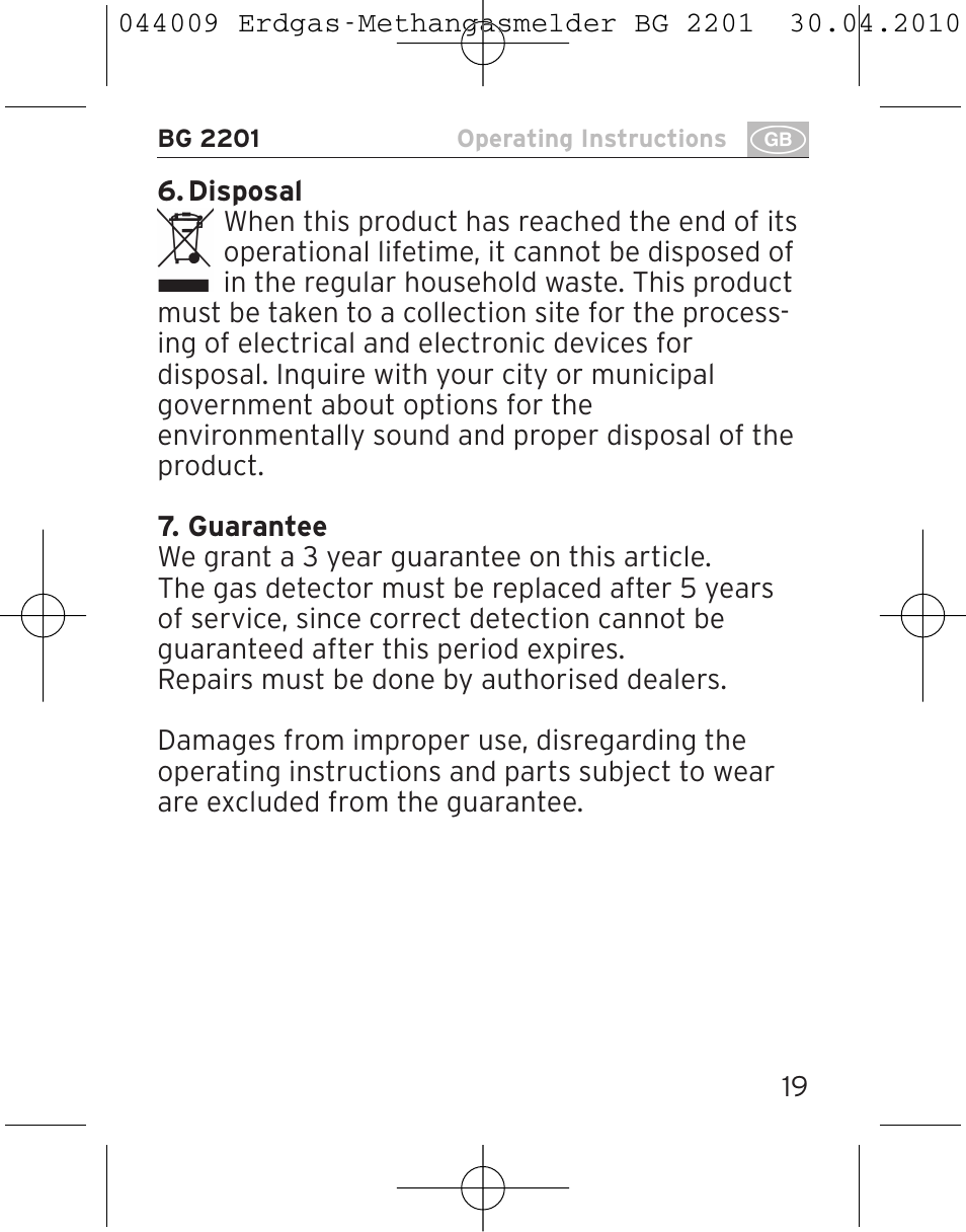 Brennenstuhl Gas Detector BG 2201 User Manual | Page 19 / 76