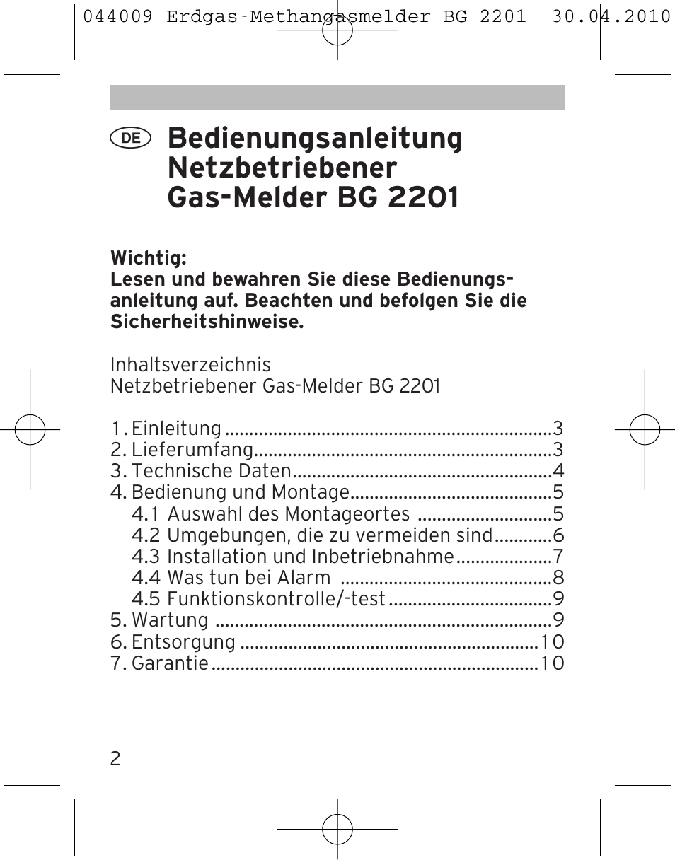 Brennenstuhl Gas Detector BG 2201 User Manual | Page 2 / 76