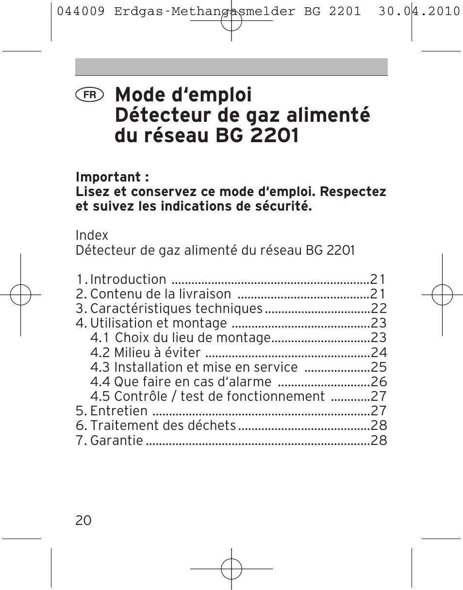 Brennenstuhl Gas Detector BG 2201 User Manual | Page 20 / 76