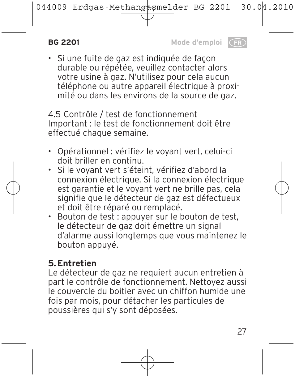 Brennenstuhl Gas Detector BG 2201 User Manual | Page 27 / 76