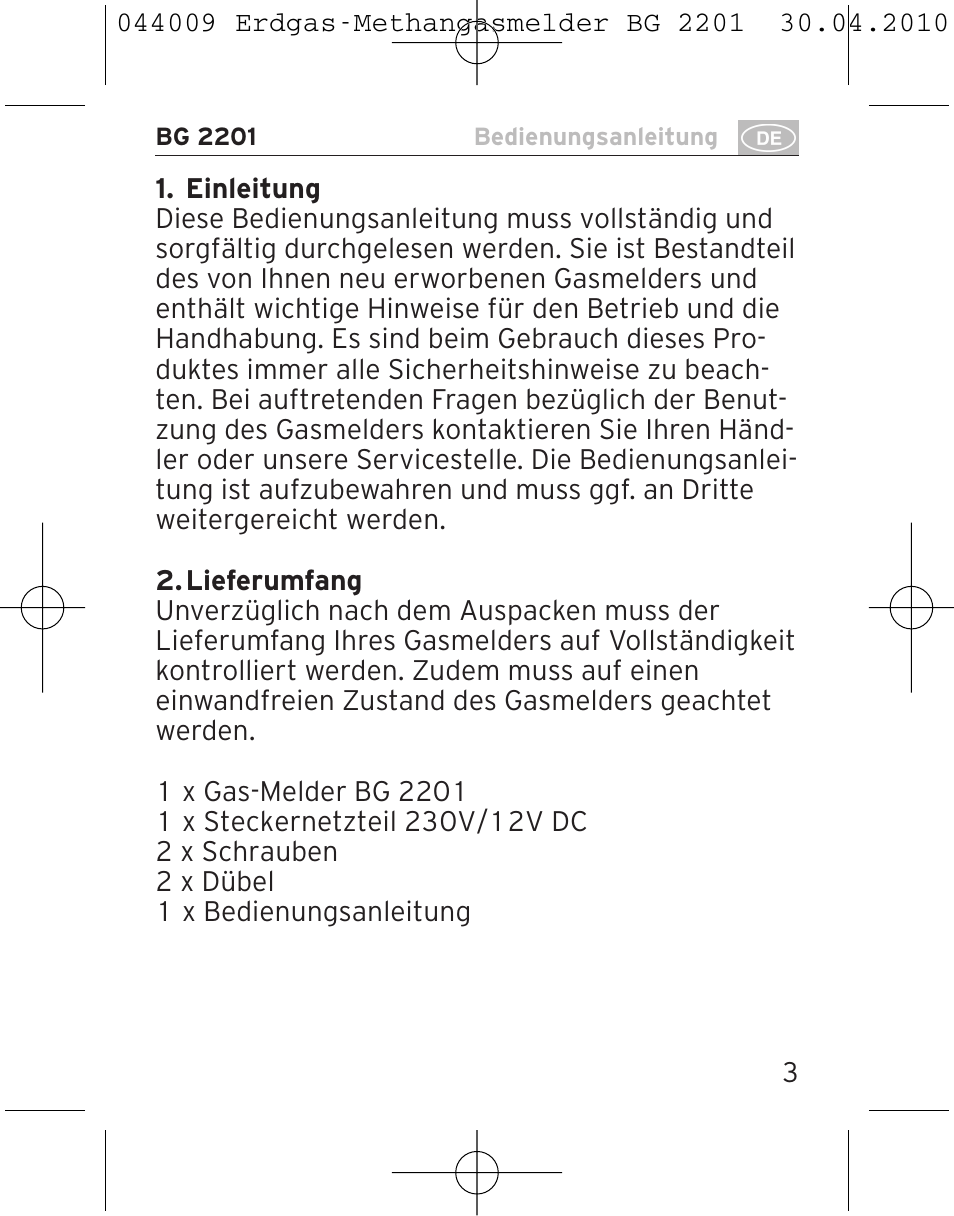 Brennenstuhl Gas Detector BG 2201 User Manual | Page 3 / 76