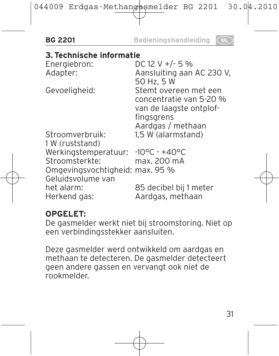 Brennenstuhl Gas Detector BG 2201 User Manual | Page 31 / 76