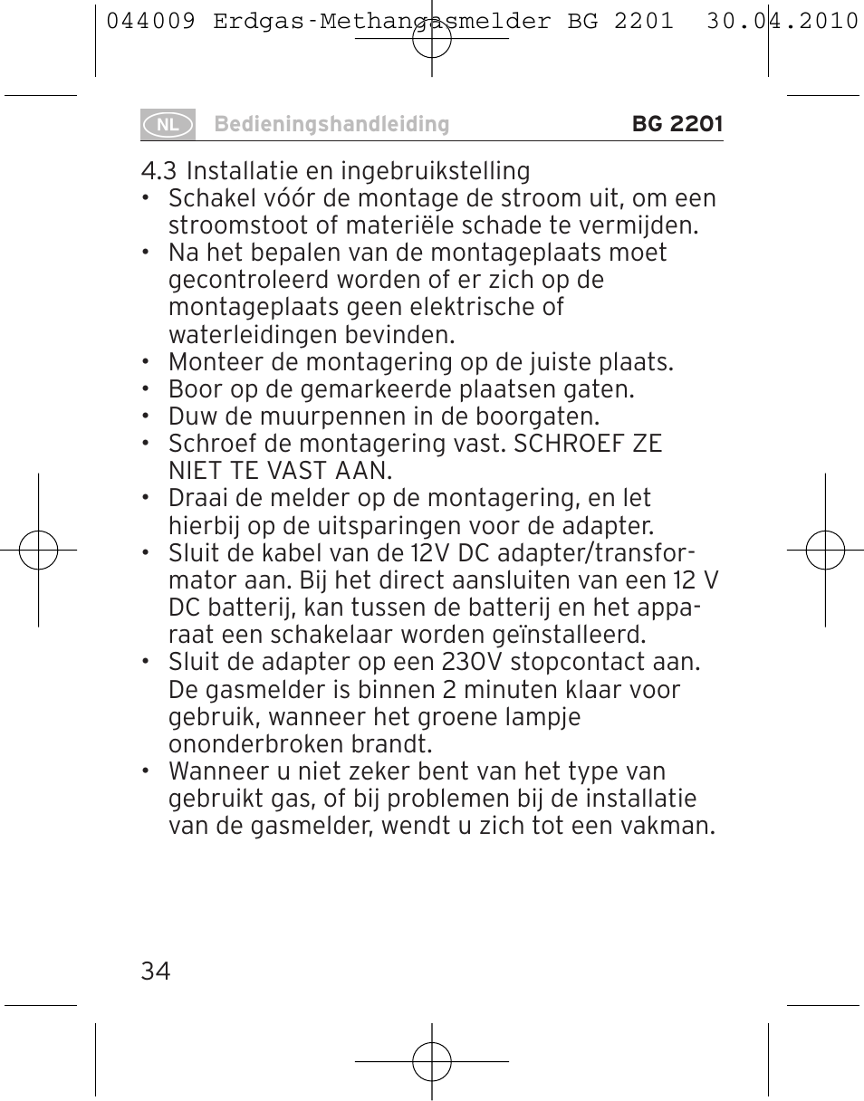 Brennenstuhl Gas Detector BG 2201 User Manual | Page 34 / 76