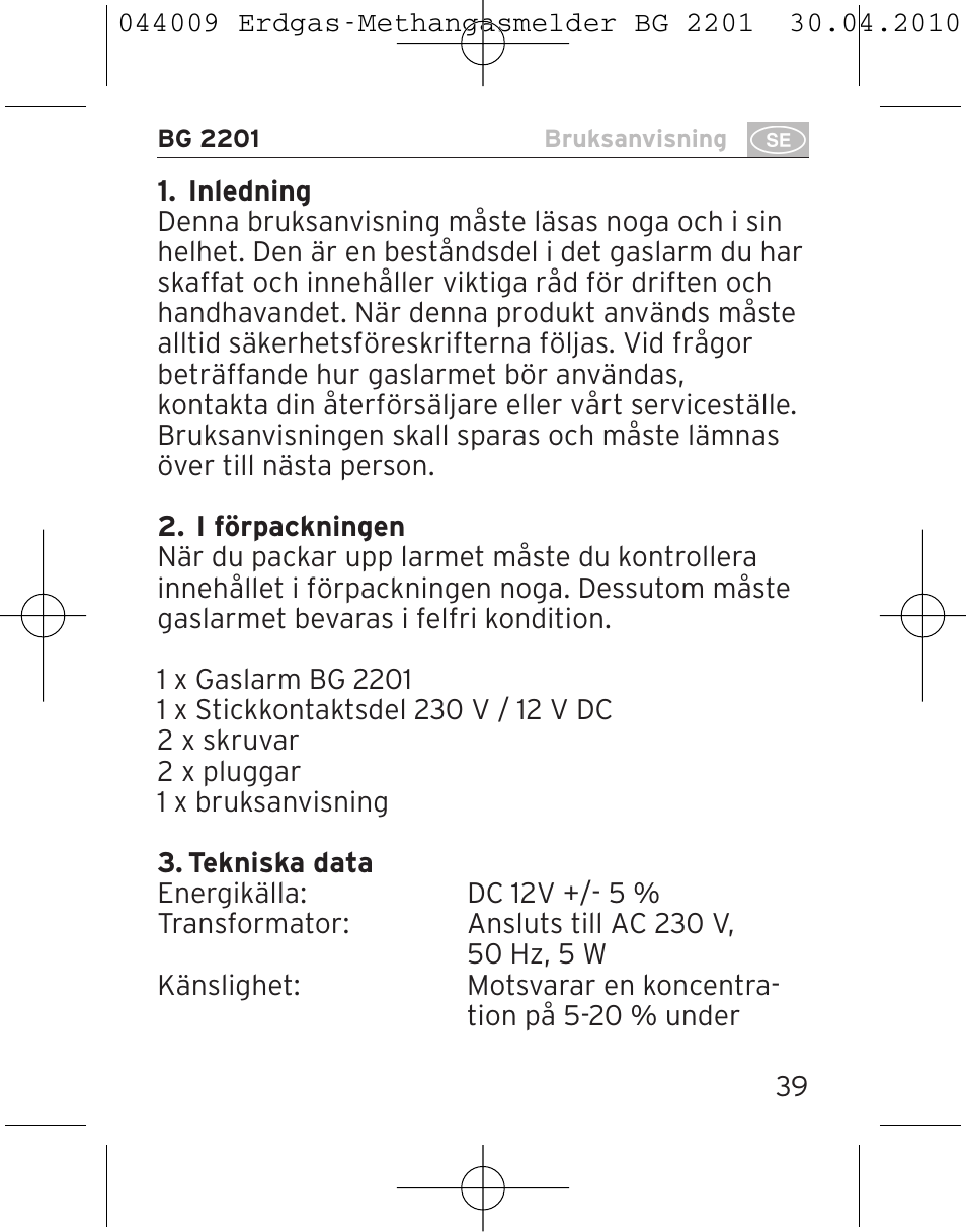 Brennenstuhl Gas Detector BG 2201 User Manual | Page 39 / 76