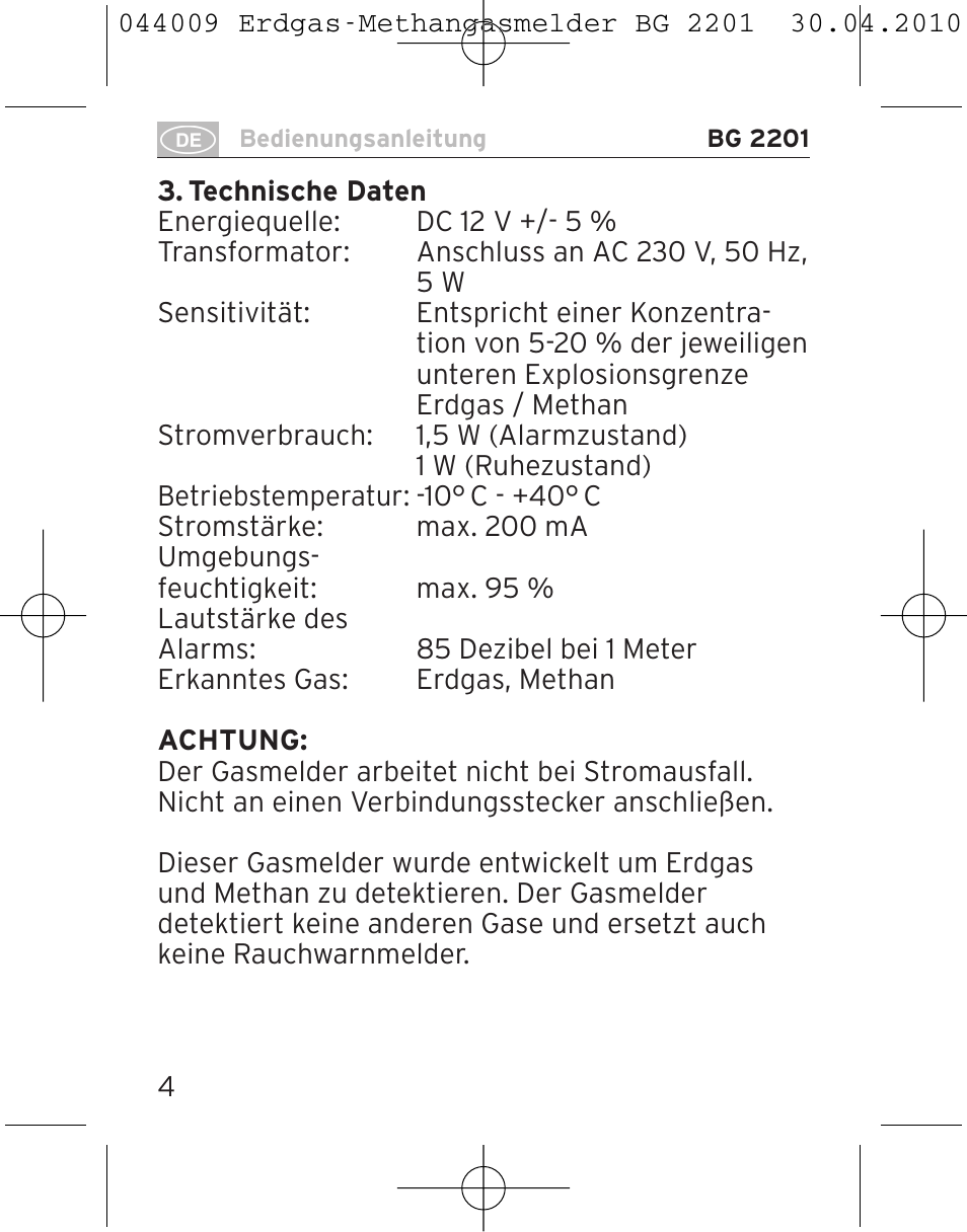 Brennenstuhl Gas Detector BG 2201 User Manual | Page 4 / 76