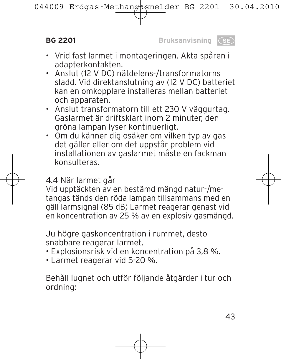 Brennenstuhl Gas Detector BG 2201 User Manual | Page 43 / 76