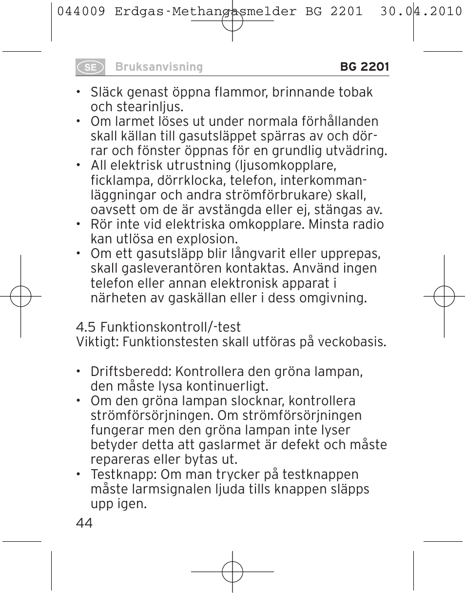 Brennenstuhl Gas Detector BG 2201 User Manual | Page 44 / 76