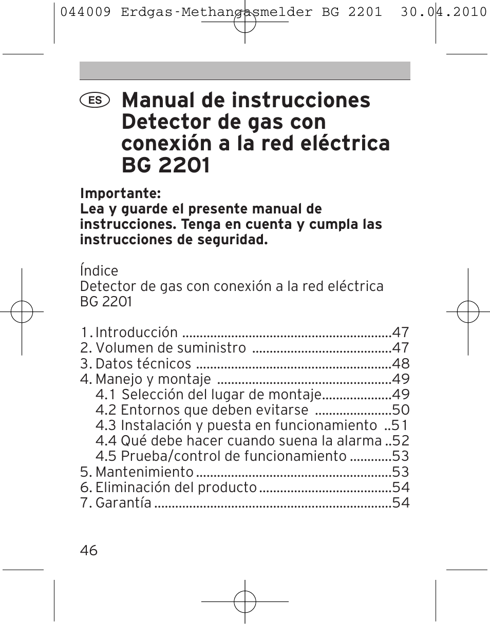Brennenstuhl Gas Detector BG 2201 User Manual | Page 46 / 76