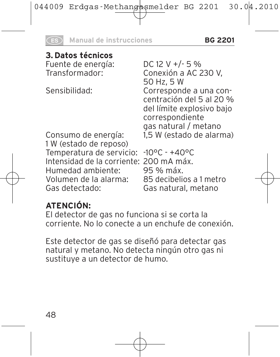 Brennenstuhl Gas Detector BG 2201 User Manual | Page 48 / 76